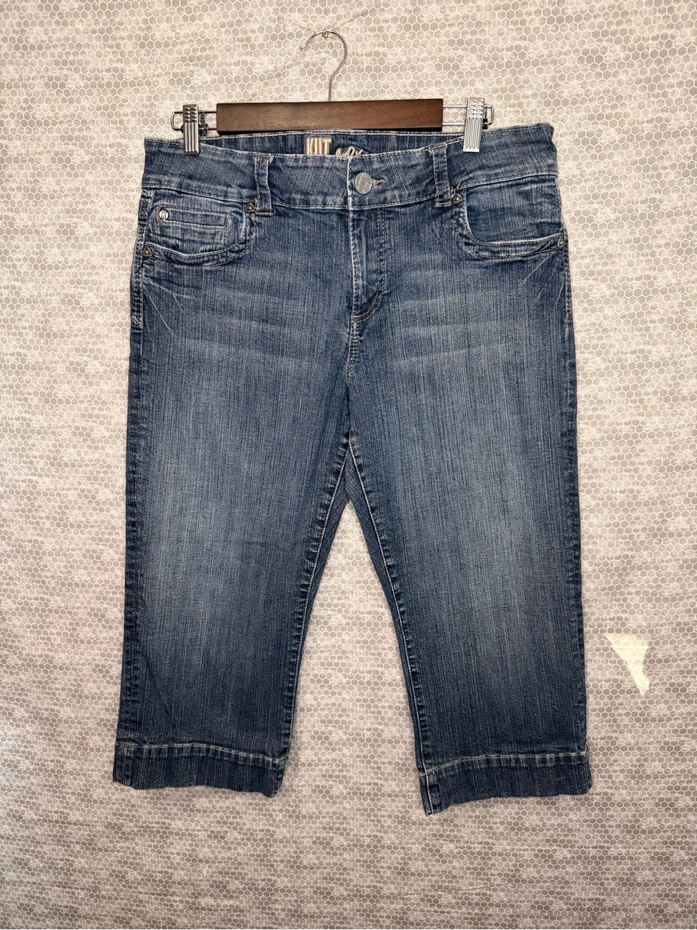 KUT from the cloth Women 12 Blue Denim Capri Jeans Mid Rise Stretch 5-Pocket